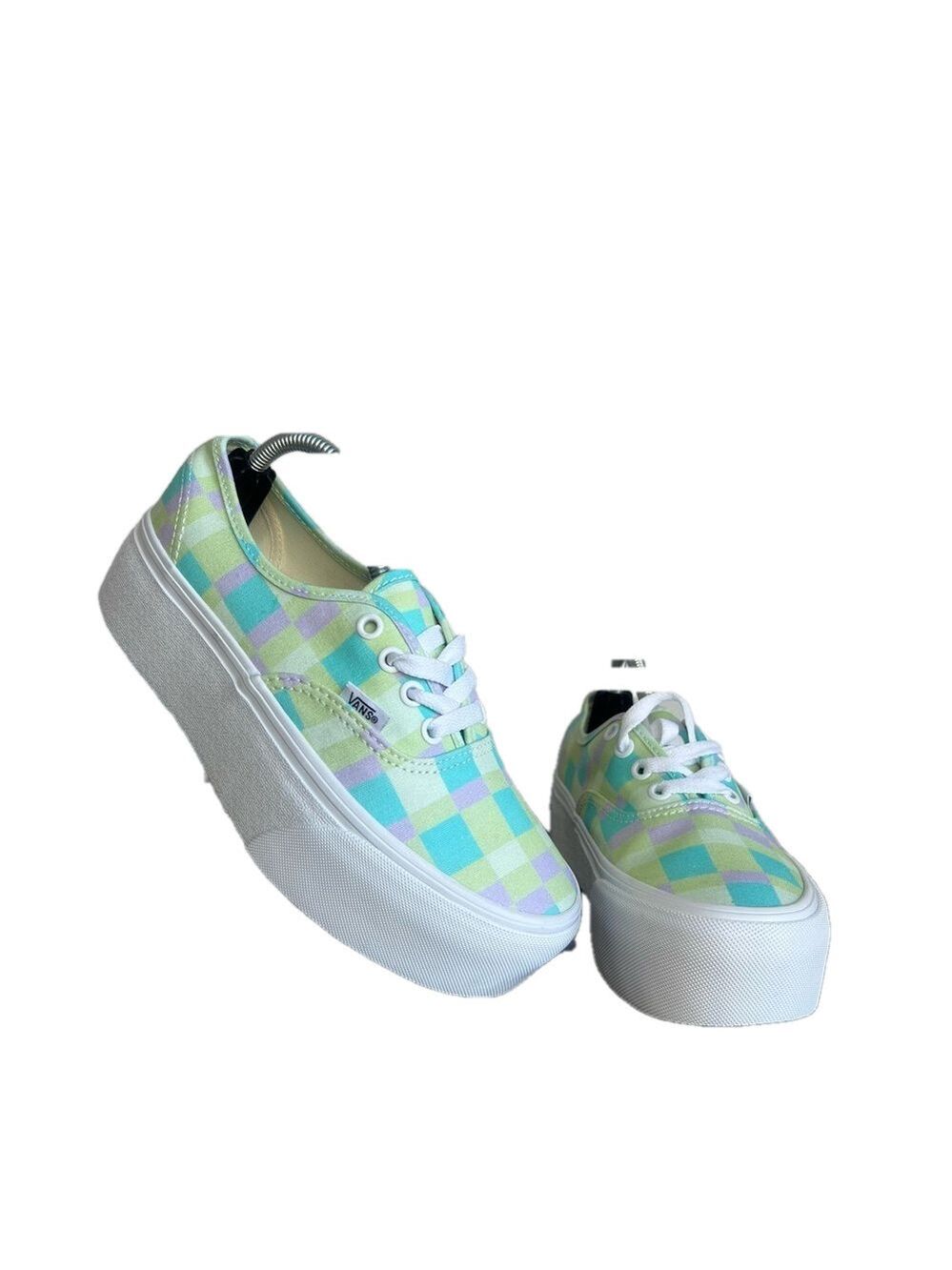 VANS NEW Women's Stac Pastel Plaid Checkerboard Platform Shoe Size 6.5 #1104